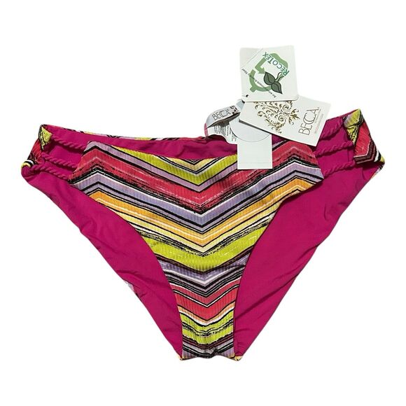 Becca by Rebecca Virtue Farah Reversible Hipster Bikini Bottoms Large Multi - Picture 3 of 10